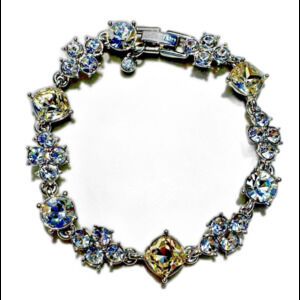 Givenchy Crystal Rhinestone Bracelet Clear Champagne Silver Tone Signed